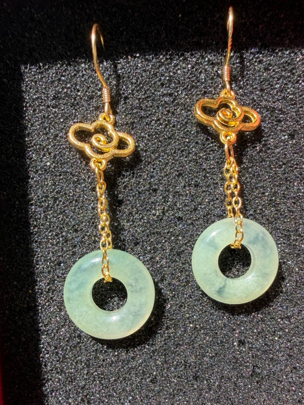 Natural Grade A Burmese High-Ice Floating Flower Jadeite Donut Earrings